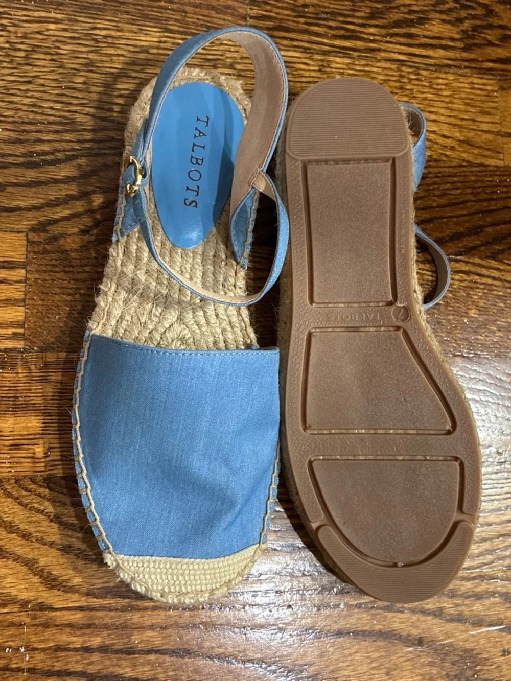 Talbots Light Blue Canvas Espadrille Slingback Wedges